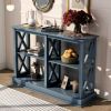 TREXM Console Table with 3-Tier Open Storage Spaces and "X" Legs, Narrow Sofa Entry Table for Living Room, Entryway and Hallway (Navy Blue)