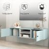 Wall Mounted 65" Floating TV Stand with Large Storage Space, 3 Levels Adjustable shelves, Magnetic Cabinet Door, Cable Management