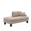64" Deep Tufted Upholstered Textured Fabric Chaise Lounge,Toss Pillow included,Living room Bedroom Use,Warm Gray