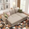 Reversible Sectional Couch with Storage Chaise L-Shaped Sofa for Apartment Sectional Set ,Sectional Sofa with Ottoman,Nailhead Textured Linen Fabric 3