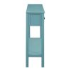 TREXM Rustic Entryway Console Table, 60" Long Sofa Table with two Different Size Drawers and Bottom Shelf for Storage (Turquoise Green)