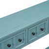TREXM Rustic Entryway Console Table, 60" Long Sofa Table with two Different Size Drawers and Bottom Shelf for Storage (Turquoise Green)