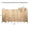 Sycamore wood 8 Panel Screen Folding Louvered Room Divider - light burn