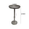 Ara 12 Inch Side End Table, Vintage Sleek Pillar Base, Round Tray Top, Matte Nickel Finish