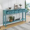 TREXM Rustic Entryway Console Table, 60" Long Sofa Table with two Different Size Drawers and Bottom Shelf for Storage (Turquoise Green)