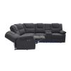 94.4" Home Theater Seating Modern Manual Recliner Sofa Chairs with Storage Box and Two Cup Holders for Living Room, Black