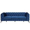 85.5" Velvet Upholstered Sofa with Sturdy Metal Legs,Modern Sofa Couch with Button Tufted Back, 3 Seater Sofa Couch for Living Room,Apartment,Home Off