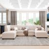 Ustyle Modern Large U-Shape Sectional Sofa, Double Extra Wide Chaise Lounge Couch, Beige