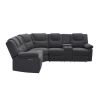 94.4" Home Theater Seating Modern Manual Recliner Sofa Chairs with Storage Box and Two Cup Holders for Living Room, Black