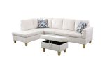 66.5" White Microfiber 3-Piece Living Room Sofa Set