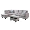 Grey White Corduroy Living Room Sofa