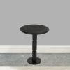 24 Inch Side End Table, Round Top with Turned Pedestal Base, Handcrafted Sandblasted Matte Black