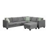 [VIDEO provided] 112*87" Sectional Sofa Couches Living Room Sets 7 Seats Modular Sectional Sofa with Ottoman L Shape Fabric Sofa Corner Couch Set with