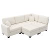 [VIDEO provided][New]89.8*60.2" Modern Sectional Sofa,5-Seat Modular Couch Set with Convertible Ottoman,L-Shape Linen Fabric Corner Couch Set with 2 P