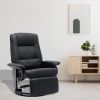 Faux Leather Manual Recliner,Adjustable Swivel Lounge Chair with Footrest,Can Rotate 360 Degrees,L-right Angle Curved Wooden Frame, Armrest and Wrappe