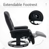 Faux Leather Manual Recliner,Adjustable Swivel Lounge Chair with Footrest,Can Rotate 360 Degrees,L-right Angle Curved Wooden Frame, Armrest and Wrappe