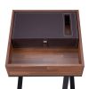 Sara II End Table in Espresso PU; Walnut & Sandy Black