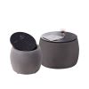 Set of 2 End Table with Storage, Round Accent Side Table with Removable Top for Living Room, Bedroom, Top œÜ650*450,œÜ480*390