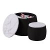 Set of 2 End Table with Storage, Round Accent Side Table with Removable Top for Living Room, Bedroom, Top œÜ650*450,œÜ480*390,Black