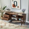 55" Mid Century TV Stand Entertainment Center, Wooden TV Console Cabinet