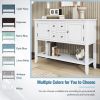 TREXM Cambridge Series Ample Storage Vintage Console Table with Four Small Drawers and Bottom Shelf for Living Rooms, Entrances and Kitchens (White, O