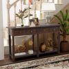 TREXM Rustic Brushed Texture Entryway Table Console Table with Drawer and Bottom Shelf for Living Room (Espresso)