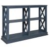 TREXM Console Table with 3-Tier Open Storage Spaces and "X" Legs, Narrow Sofa Entry Table for Living Room, Entryway and Hallway (Navy Blue)