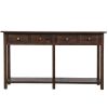 TREXM Rustic Brushed Texture Entryway Table Console Table with Drawer and Bottom Shelf for Living Room (Espresso)