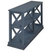 TREXM Console Table with 3-Tier Open Storage Spaces and "X" Legs, Narrow Sofa Entry Table for Living Room, Entryway and Hallway (Navy Blue)