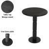 24 Inch Side End Table, Round Top with Turned Pedestal Base, Handcrafted Sandblasted Matte Black