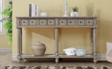 Retro Console Table Entryway Table 58" Long Sofa Table with 2 Drawers in Same Size and Bottom Shelf for Storage (Rustic )