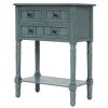 TREXM Narrow Console Table, Slim Sofa Table with Three Storage Drawers and Bottom Shelf for Living Room, Easy Assembly (Navy)