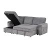 U_STYLE Upholstery Sleeper Sectional Sofa with Storage Bags and 2 cup holders on Arms