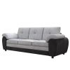 81.9‚Ä≥ Large size Three Seat Sofa,Modern Upholstered,Black leather paired with light gray velvet