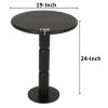 24 Inch Side End Table, Round Top with Turned Pedestal Base, Handcrafted Sandblasted Matte Black