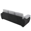 81.9‚Ä≥ Large size Three Seat Sofa,Modern Upholstered,Black leather paired with light gray velvet