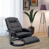 Faux Leather Manual Recliner,Adjustable Swivel Lounge Chair with Footrest,Can Rotate 360 Degrees,L-right Angle Curved Wooden Frame, Armrest and Wrappe