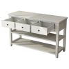 Console Table with Wood Frame and Legs; Sofa Table Entryway Table with 3 Drawers and 2 Open Shelves Antique White