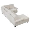 120" Modern U-Shaped Corner Sectional Sofa Upholstered Linen Fabric Sofa Couch for Living Room, Bedroom, Beige