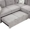 83.8" Sectional Pull-Out Sofa Bed L-Shaped Corner Sofa Couch with Storage Chaise, USB Ports, Power Sockets, Cup Holder for Living Room, Bedroom, Study