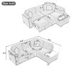 83.8" Sectional Pull-Out Sofa Bed L-Shaped Corner Sofa Couch with Storage Chaise, USB Ports, Power Sockets, Cup Holder for Living Room, Bedroom, Study