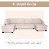 Ustyle Modern Large U-Shape Sectional Sofa, Double Extra Wide Chaise Lounge Couch, Beige