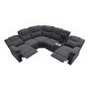 94.4" Home Theater Seating Modern Manual Recliner Sofa Chairs with Storage Box and Two Cup Holders for Living Room, Black