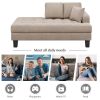 64" Deep Tufted Upholstered Textured Fabric Chaise Lounge,Toss Pillow included,Living room Bedroom Use,Warm Gray