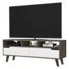 New Haven 2-Drawer 3-Shelf TV Stand Dark Walnut and White