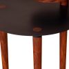 25.6 Inch Round Side Table with Rotatable Tray and Metal Top, Brown and Black