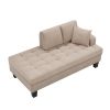 64" Deep Tufted Upholstered Textured Fabric Chaise Lounge,Toss Pillow included,Living room Bedroom Use,Warm Gray