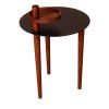 25.6 Inch Round Side Table with Rotatable Tray and Metal Top, Brown and Black