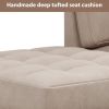 64" Deep Tufted Upholstered Textured Fabric Chaise Lounge,Toss Pillow included,Living room Bedroom Use,Warm Gray