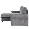 U_STYLE Upholstery Sleeper Sectional Sofa with Storage Bags and 2 cup holders on Arms